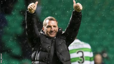 Brendan Rodgers salutes supporters after Celtic 12th consecutive league victory