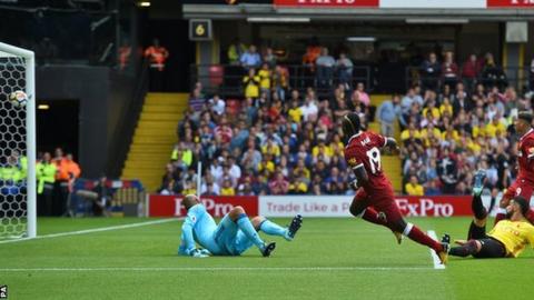 Sadio Mane scores for Liverpool against Watford