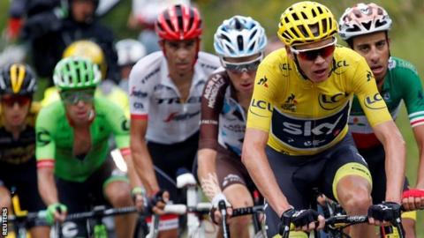 Chris Froome, Fabio Aru, Romain Bardet and Alberto Contador