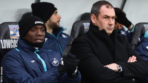 Claude Makelele with Swansea head coach Paul Clement