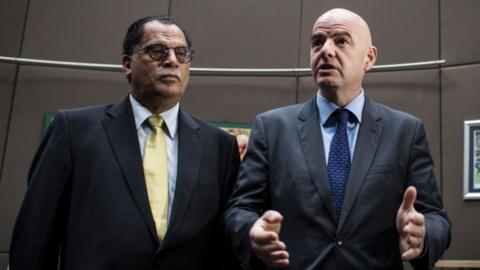 South African FA president Danny Jordaan and Fifa chief Gianni Infantino
