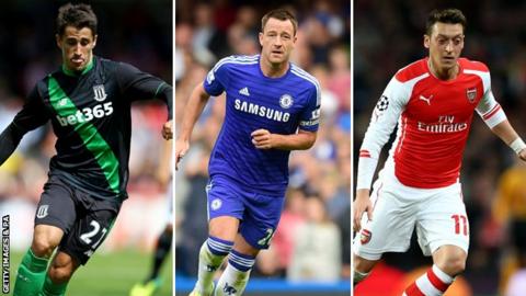 Bojan Krkić, John Terry and Mesut Ozil