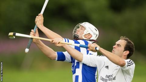 Newtonmore and Oban Camanachd players