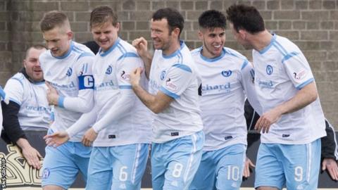 Forfar Athletic celebrate an early strike from Lewis Milne
