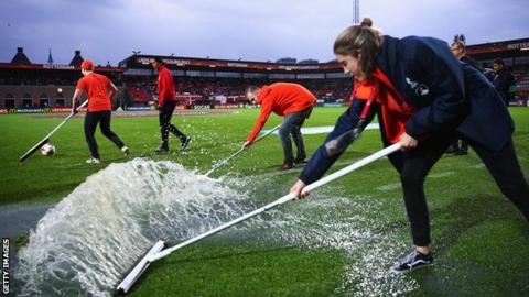 Sodden pitch in Rotterdam