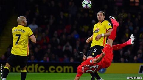 Emre Can scores for Liverpool against Watford