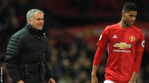 Jose Mourinho and Marcus Rashford