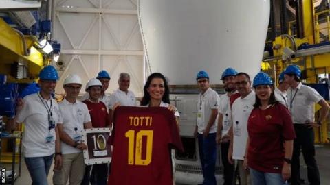 Roma legend Francesco Totti's shirt launched into space Roma legend Francesco Totti's shirt launched into space