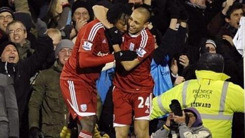 West Brom's Somen Tchoyi and Peter Odemwingie