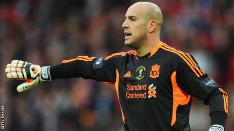 Liverpool goalkeeper Jose Reina
