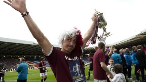 Skacel with the Scottish Cup after Hearts' 5-1 defeat of city neighbours Hibernian