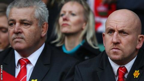 Warren Gatland (left) and Shaun Edwards watch Wales play England at Twickenham in the 2012 Six Nations