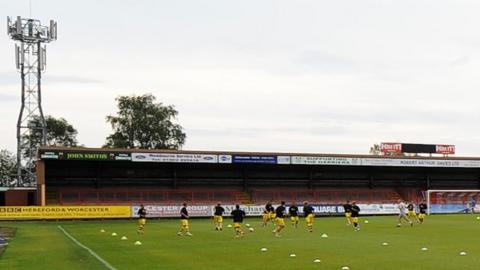 The away terrace at Aggborough