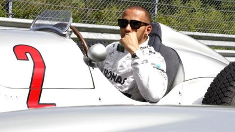 Lewis Hamilton in a Mercedes W154