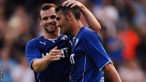 Gary Roberts celebrates scoring for Chesterfield