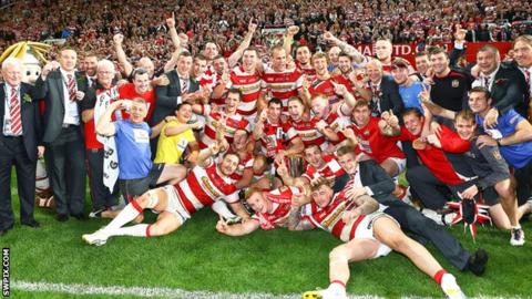 Wigan celebrate their Grand Final victory