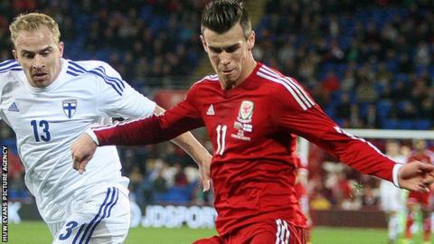 Gareth Bale in action for Wales against Finland
