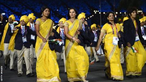 The Indian team at the London 2012 opening ceremony