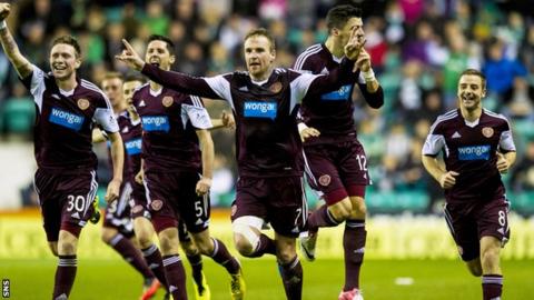 Ryan Stevenson (centre) is hoping for further cheer in the Edinburgh derby