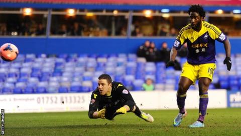 Wilfried Bony scores against Birmingham City