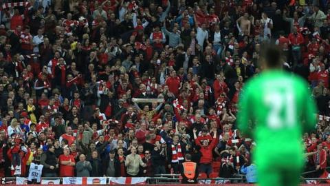 Arsenal fans celebrate