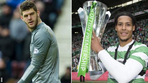Celtic goalkeeper Fraser Forster (left) and Virgil van Dijk