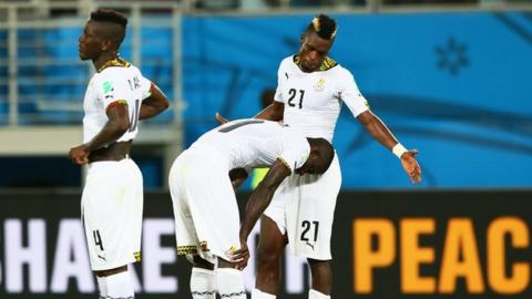 Ghana players look dejected after losing to United States