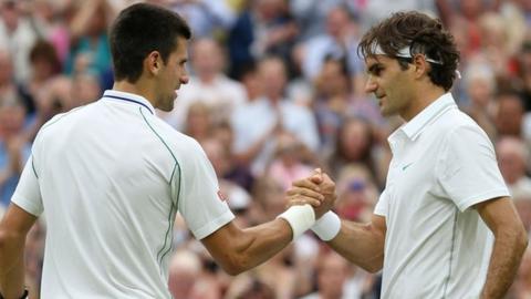 Novak Djokovic and Roger Federer at Wimbledon