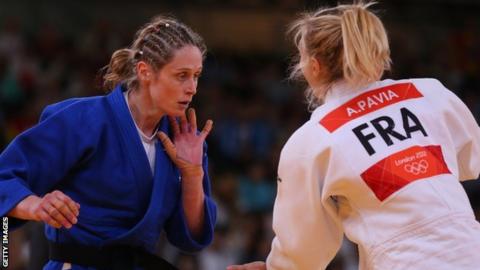 Sarah Clark faces Automne Pavia of France in the first round of the London 2012 Olympics