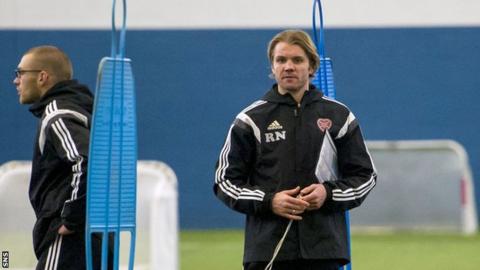 Robbie Neilson takes Hearts training
