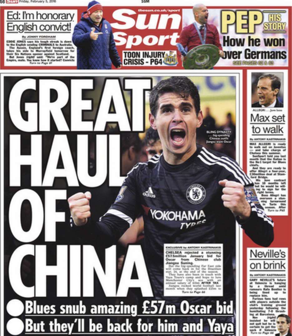 Today's newspaper gossip: Man United offered £145m for Neymar last summer, Chelsea reject China offer for Oscar