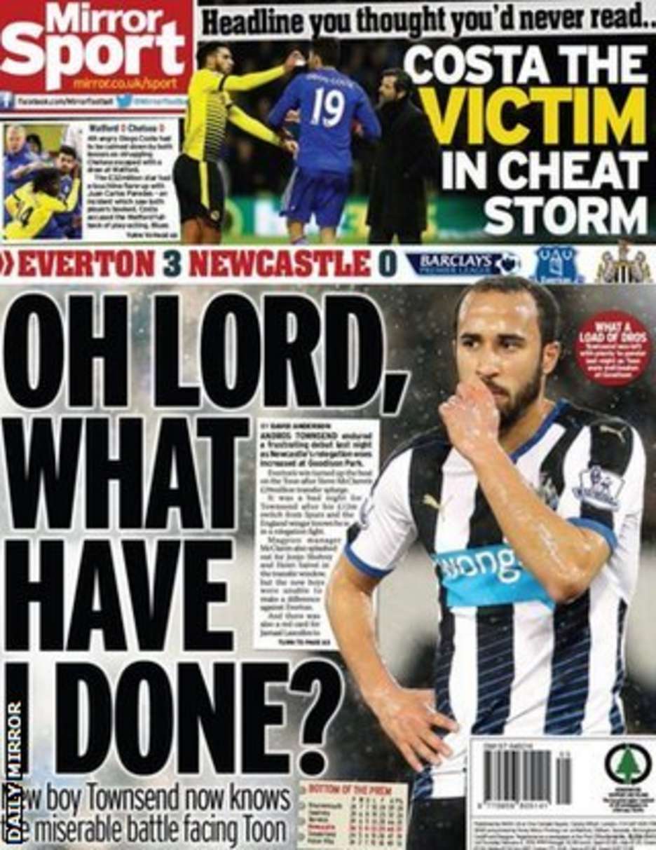 The Daily Mirror back page