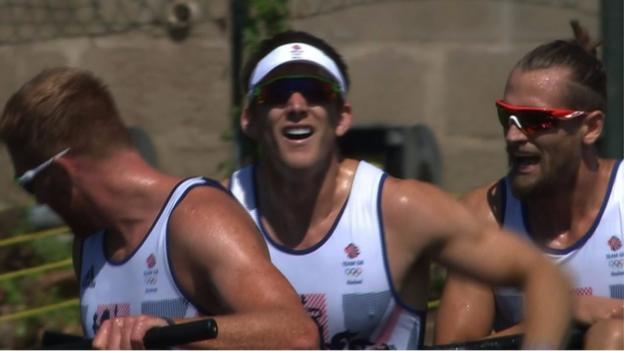 Moment men's rowing eight take gold in Rio