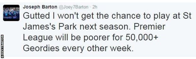 Joey Barton tweet