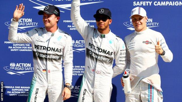Nico Rosberg, Lewis Hamilton, Valterri Bottas