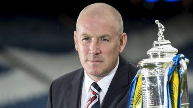 Rangers boss Mark Warburton poses with the Scottish Cup
