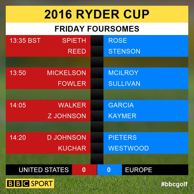 Ryder Cup Friday foursomes pairings