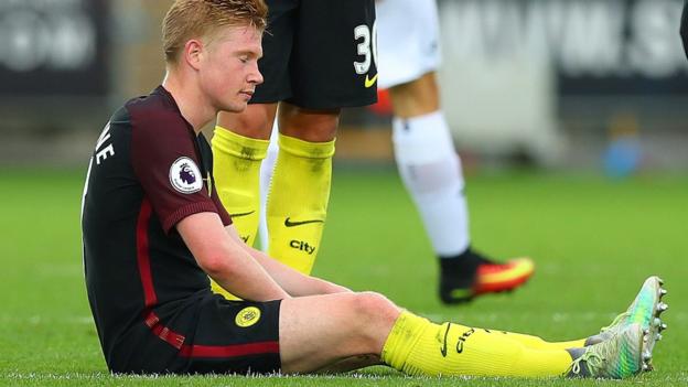 Kevin de Bruyne: Manchester City midfielder out for up to three weeks