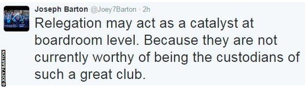 Joey Barton tweet