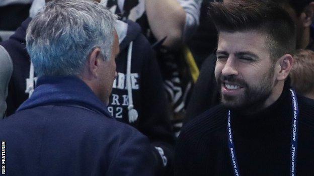 Manchester United boss Jose Mourinho and Barcelona defender Gerard Pique