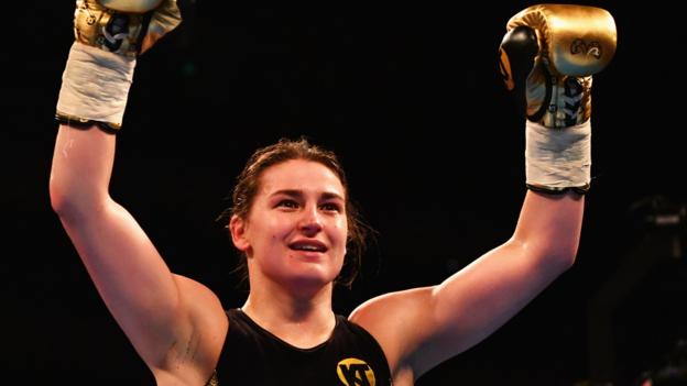 Katie Taylor: Ex-Olympic champion stops Monica Gentili in the fifth round