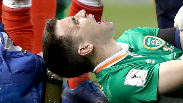 Seamus Coleman: Republic boss O'Neill says no timescale on defender's recovery