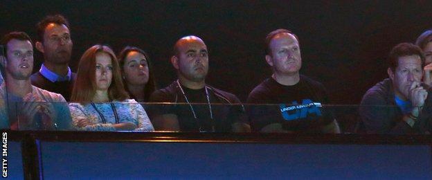 Andy Murray's entourage watch his match against Stan Wawrinka