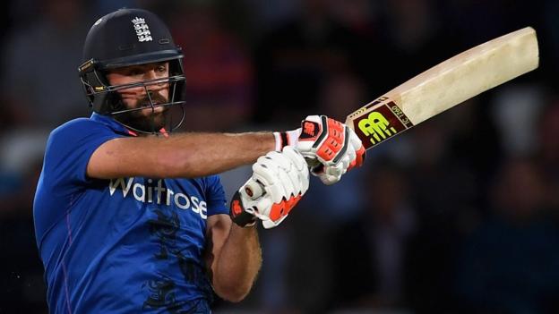 England v Sri Lanka: Liam Plunkett hits a huge six off the final ball to tie match