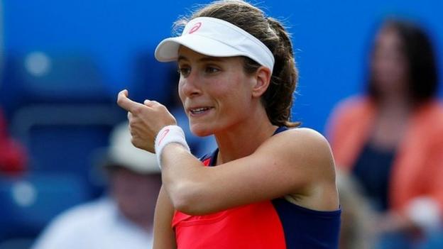 Johanna Konta loses to Coco Vandeweghe in straight sets at the Aegon Classic