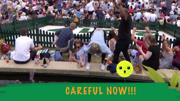 Wimbledon 2017: Fan nearly falls into Henman Hill pond