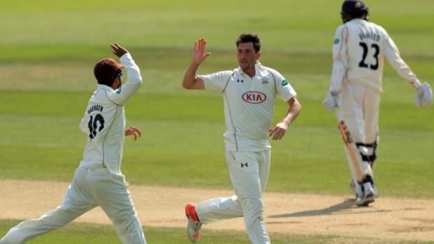 County Championship: Surrey on brink of victory over Lancashire after five for Footitt