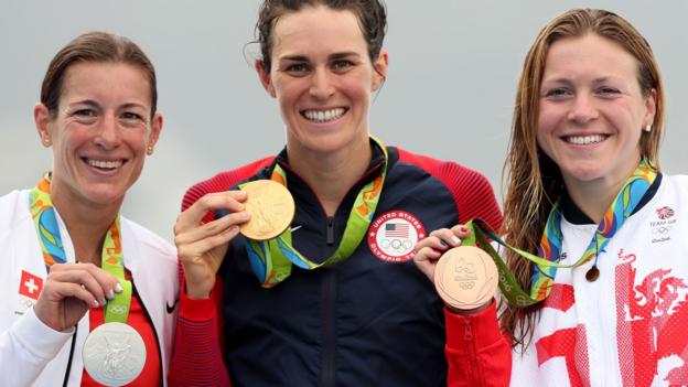 Rio Olympics 2016: Gwen Jorgensen wins triathlon, Britain's Vicky Holland gets bronze - BBC Sport