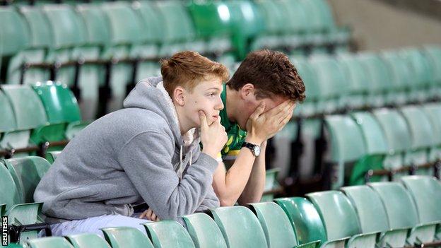 Norwich fans at full-time at Carrow Road