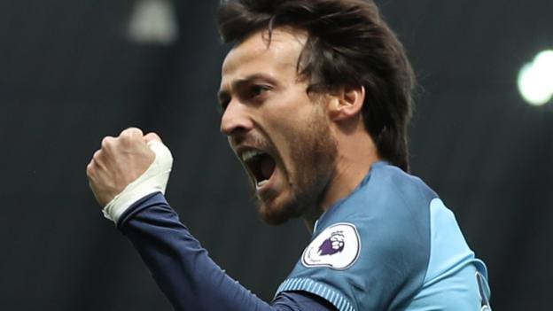 Man City put five past Palace to go third